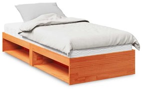 viaszbarna tömör fenyőfa kanapéágy matraccal 90 x 200 cm