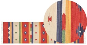 Színes kilim pamut futószőnyeg 80 x 300 cm ALAPARS Beliani