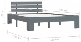 szürke tömör fenyőfa ágykeret 120 x 200 cm