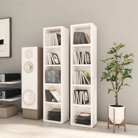 vidaXL 2 db fehér szerelt fa CD-tartó szekrény 21 x 16 x 93,5 cm