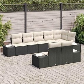 Kerti Kanapé Szett 8 pcs Fekete és krémszínű 319 x 154 x 85 cm