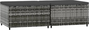 vidaXL 2 db szürke polyrattan kerti lábtartó párnával