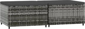 vidaXL 2 db szürke polyrattan kerti lábtartó párnával