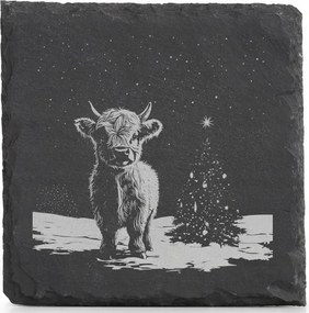 Kő alátét bögre alá x4 Karácsonyi tehén karácsonyfa