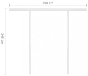 sárga és fehér kézzel kihúzható LED-es napellenző 3 x 2,5 m