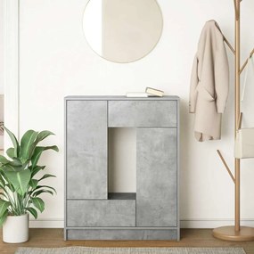 betonszürke komód fiókokkal és ajtókkal 73x31x90 cm