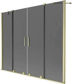 Mexen Velar Duo, 2 szárnyas eltolható kádparaván 180 x 150 cm, 8mm szürke üveg, arany matt, 896-180-000-42-55