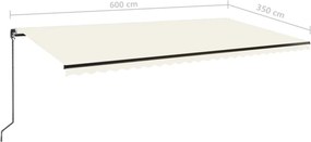 Krémszínű kézzel kihúzható napellenző 600 x 350 cm
