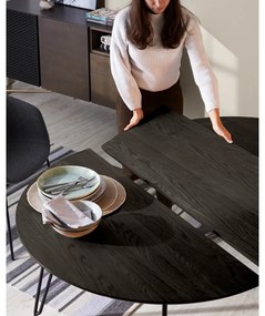 Sötétbarna bővíthető étkezőasztal kőrisfa dekoros asztallappal 100x170 cm Milian – Kave Home