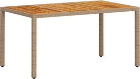 vidaXL bézs polyrattan és akácfa kerti asztal 150 x 90 x 75 cm