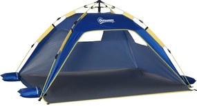 Outsunny Összecsukható Tengerparti Sátor – UV Védelemmel, Vízálló Hordtáskával 1-2 Embernek, 220 x 173 x 120 cm Sötétkék | Aosom