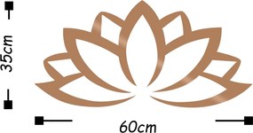 Lotus fém fali dekoráció, réz, 60×35 cm
