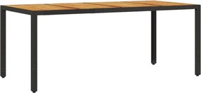 vidaXL fekete polyrattan kerti asztal akácfa lappal 190 x 90 x 75 cm