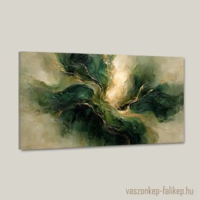 Aranyló Zöld Áramlás Falikép – Prémium 40x23 cm