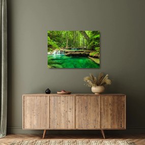 Kép - Erawan vízesés Kanchanaburiban, Thaiföldön (üvegen) (70x50 cm)