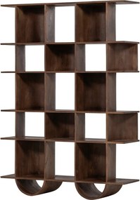 Sötétbarna mangófa könyvespolc 130x180x35 cm Sinne – WOOOD