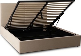 Ágy 180x200 cm méretben, ágyneműtartóval, bézs színben, kordbársony kárpittal MARSYLIA