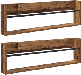 vidaXL Magazin állvány 2 pcs Öreg fa 100 x 12 x 30 cm Faanyag