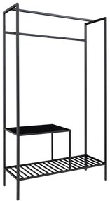 Vita fekete ruhatartó állvány 2 polccal, 170 x 101 cm - House Nordic