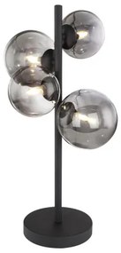 Globo 56133-4T Asztali lámpa fém fekete váz, füstszínű búrával. Búra méretek: 2x12cm, 2x10cm, tartozék: 10676 LED LM, HxSZxM:240x190x480, tartozék: 4xG9 LED 3,5W 230V, 80lm, 3000K