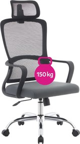 Irodai szék, fekete/szürke/króm, teherbírás 150 kg, RANDY