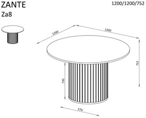 DL ZANTE étkezőasztal 120x75,2 - fekete