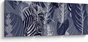 Kép - Zebrák a levelek között (órával) (90x30 cm)