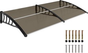 Outsunny Védő Napernyő 200x96 cm Külső Tetőajtókhoz és Ablakokhoz Nap és Eső Ellen PP Polikarbonát Támogatással Barna | Aosom