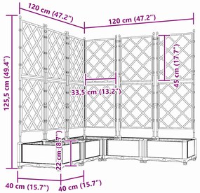 Kertész cserép rácsos változattal 5 pcs Szürke
