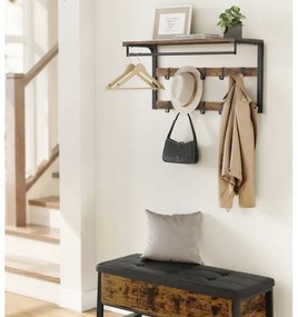 NATE falra szerelhető fogas polccal, barna/fekete