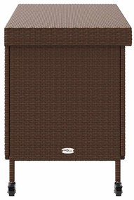 barna polyrattan kerti tárolóláda kerekekkel 110x55x73 cm