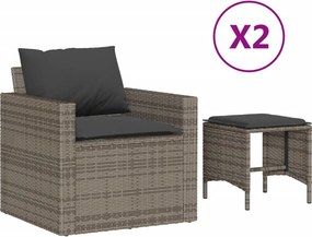 vidaXL 4 részes szürke polyrattan kerti ülőgarnitúra párnákkal