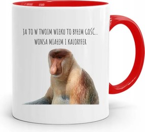 Piros Hordozós Bögre Janusz Én A Te Korodban, fényképes nyomattal