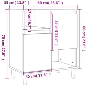 2 db szürke sonoma színű szerelt fa tálalószekrény 60x35x70 cm
