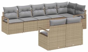 Kanapé Szett 8 pcs Bézs polirattan