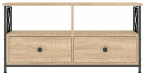 sonoma tölgy színű szerelt fa és vas TV-szekrény 90x33x45 cm
