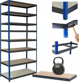 Tárolószekrény fém állvány Helios 270x100x45cm 8Px175kg Tömör Kék