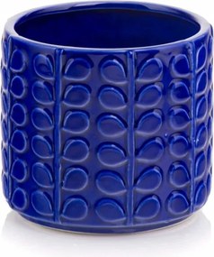 Kobaltkék kerámia levélmintás takaró 13 x 12.5 cm