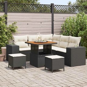 Kerti Kanapé Szett 8 pcs Fekete és Krém 80 x 80 x 71 cm