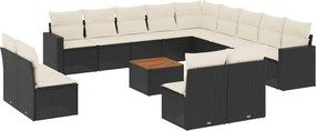 vidaXL 14 részes fekete polyrattan kerti ülőgarnitúra párnákkal