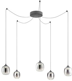 Redo 01-3487 -LED Dimmelhető kábelen függesztett csillár KHADI 5xLED/5,2W/230V fekete/füst