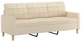 vidaXL 3 személyes krémszínű szövet kanapé 180 cm