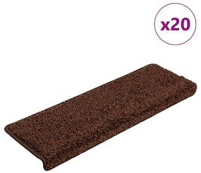 20 db lépcsőszőnyeg, barna, téglalap alakú széllel, 65 x 21 x 4 cm