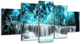 Gario Órás falikép Vízesés a kék dzsungelben - 5 részes Méret: 150 x 70 cm