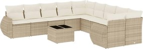 vidaXL 11 részes bézs polyrattan kerti ülőgarnitúra párnákkal