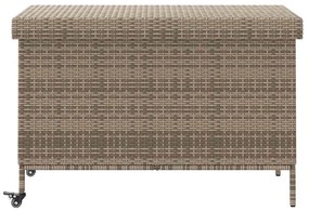 szürke polyrattan kerti tárolóláda kerekekkel 110x55x73 cm