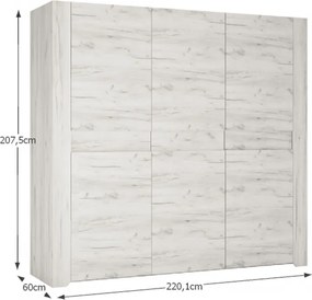 Hálószoba garnitúra, (szekrény, ágy 160x200, 2x éjjeliszekrény), fehér craft, ANGEL