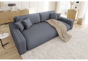 Sötétszürke kordbársony kinyitható tárolóhelyes kanapé 234 cm Sara – Ropez