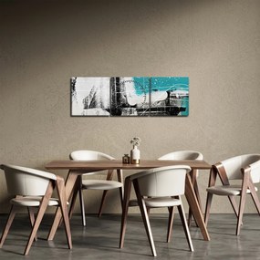 Kép - Türkiz absztrakció (órával) (90x30 cm)