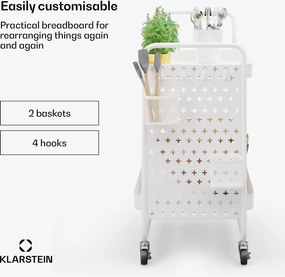 Klarstein Chibi, tálalókocsi, 2 polc, fém, kosarak, kampók, mobil